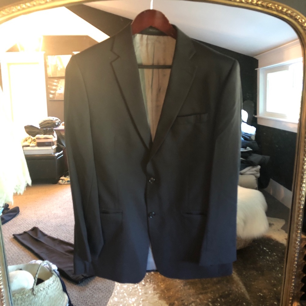 Black sport coat and trousers 100% wool.